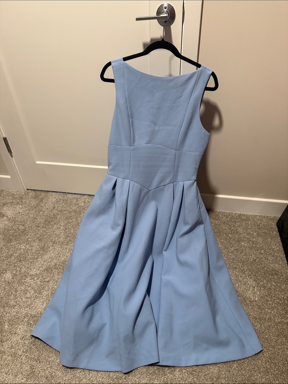 Fashion Nova Powder Blue Midi Fit-and-Flare Dress